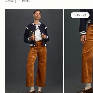 Anthropologie The Colette Corduroy Crop Wide Leg Pants by Maeve